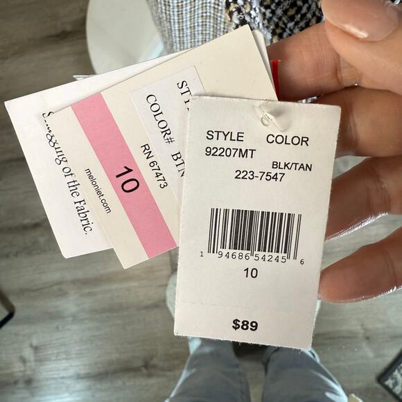 Melonie women’s sz. 10 black white silver thread tweed dress career office #3738 - Picture 7 of 10